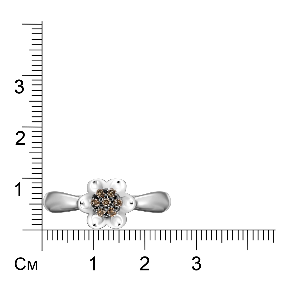 Серебряное кольцо с коньячными бриллиантами "Цветок"