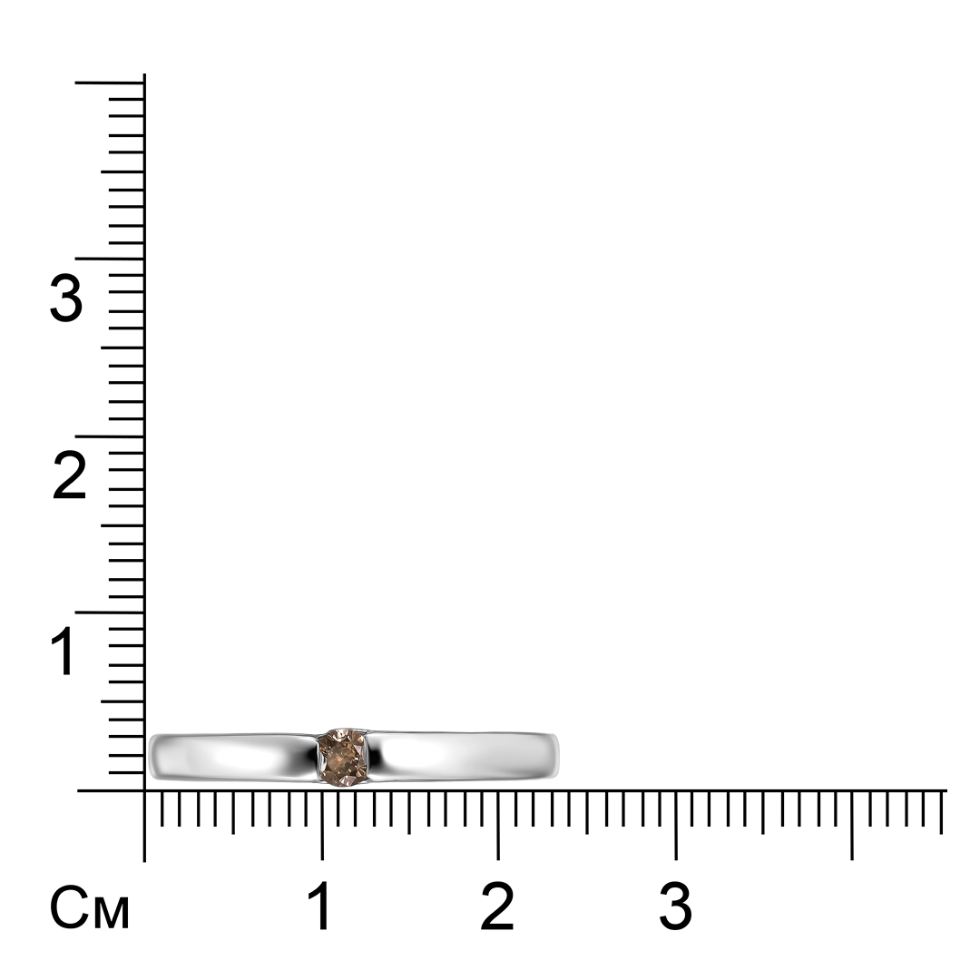 Серебряное кольцо 925 пробы; вставки 1 Бр.коньяч.Кр-57 0,1ct 6/4;