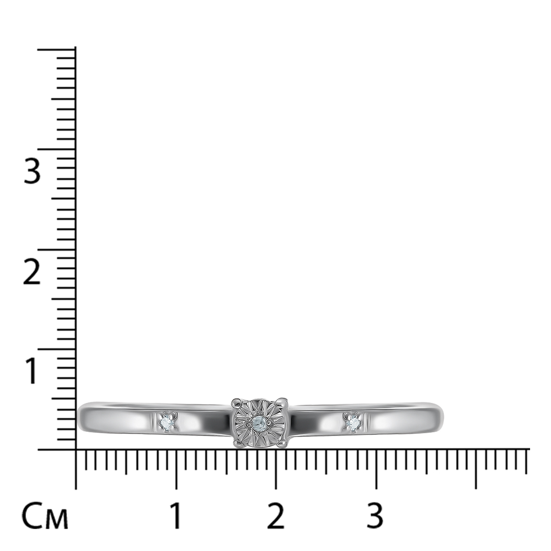 Серебряное кольцо 925 пробы; с алмазной обработкой; вставки  3 Бр.Кр-17 0,011 2/3A