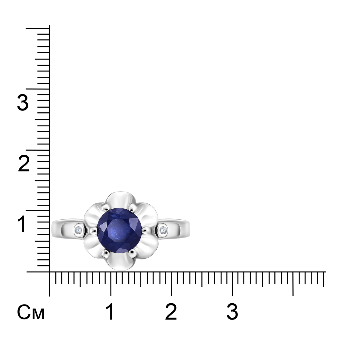 Серебряное кольцо с сапфиром "Цветок"