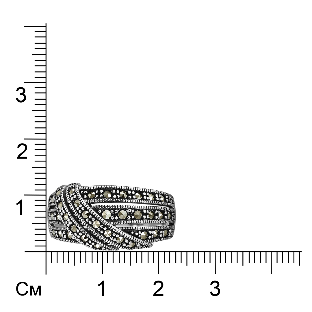Серебряное кольцо 925 пробы; оксидирование; вставки 34 Марказит;