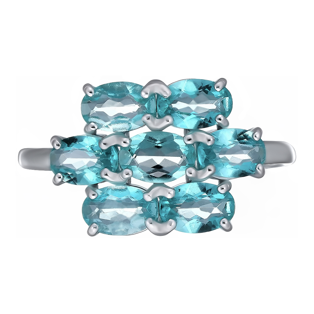 Серебряное кольцо с топазами Параиба