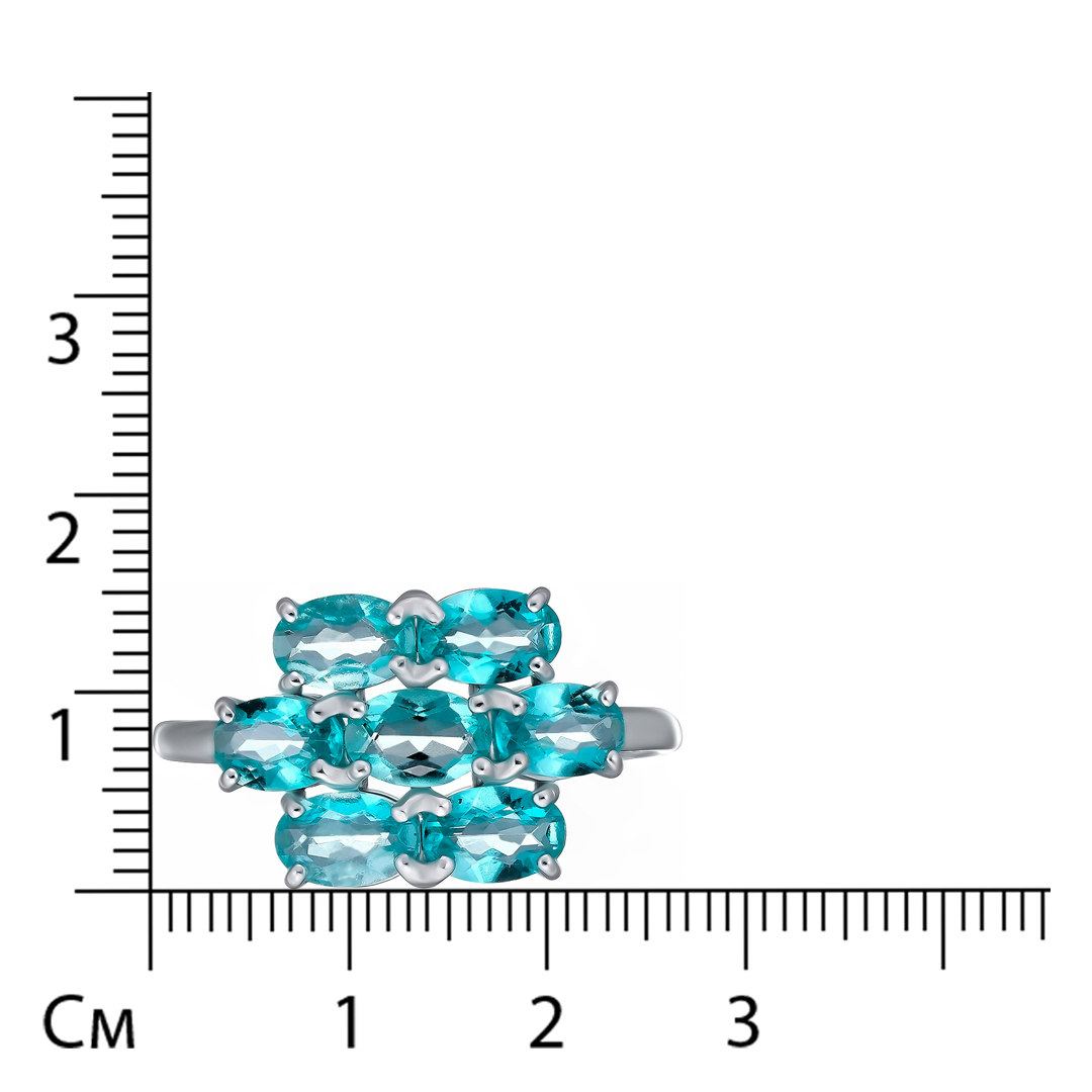 Серебряное кольцо с топазами Параиба