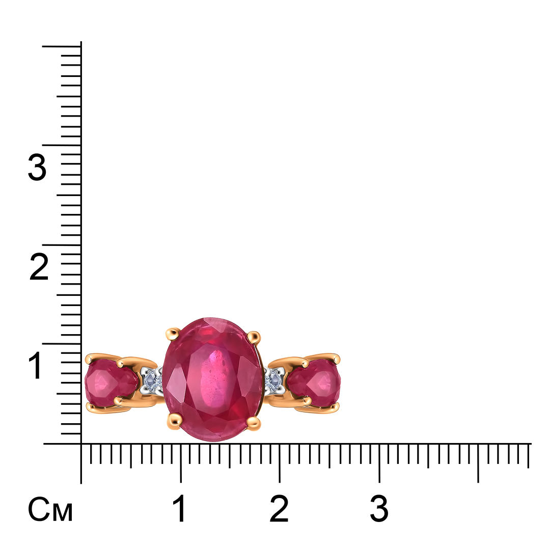 Серебряное кольцо 925 пробы; вставки 3 Рубин 4,45ct F/2; 2 Топаз белый 0,06ct;