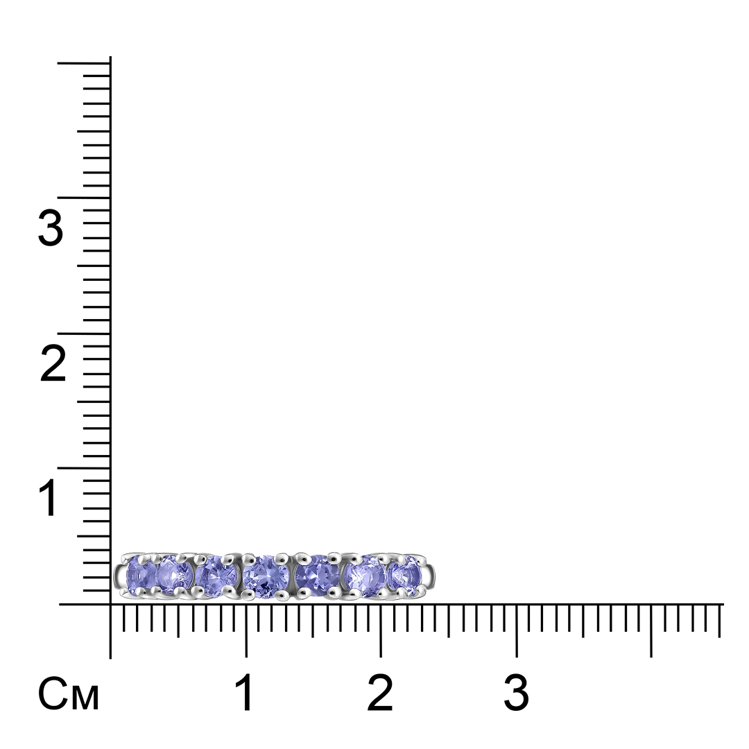 Серебряное кольцо 925 пробы; вставки 7 Танзанит 0,73 ct;
