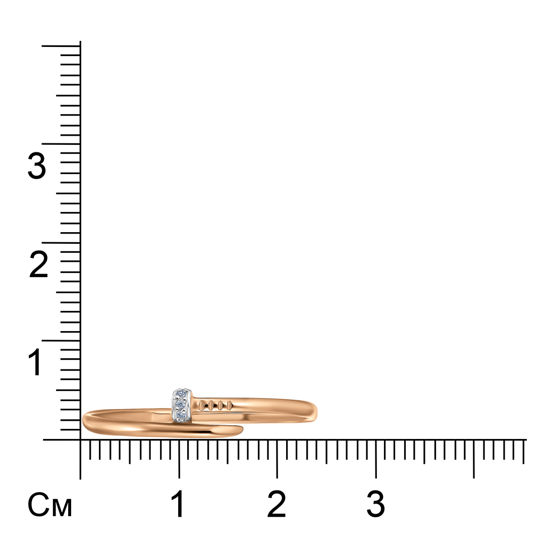 Золотое кольцо 585 пробы; родий; вставки 3 Фианит бесцв.;