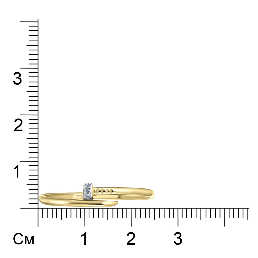 Кольцо из желтого золота с фианитами "Гвоздь"