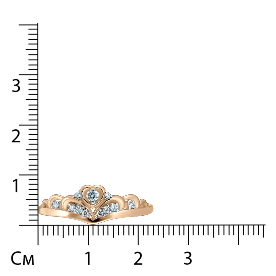Золотое кольцо 585 пробы; родий; вставки 11 Фианит бесцв.;