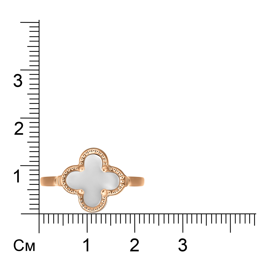 Кольцо из золота с перламутром "Клевер"