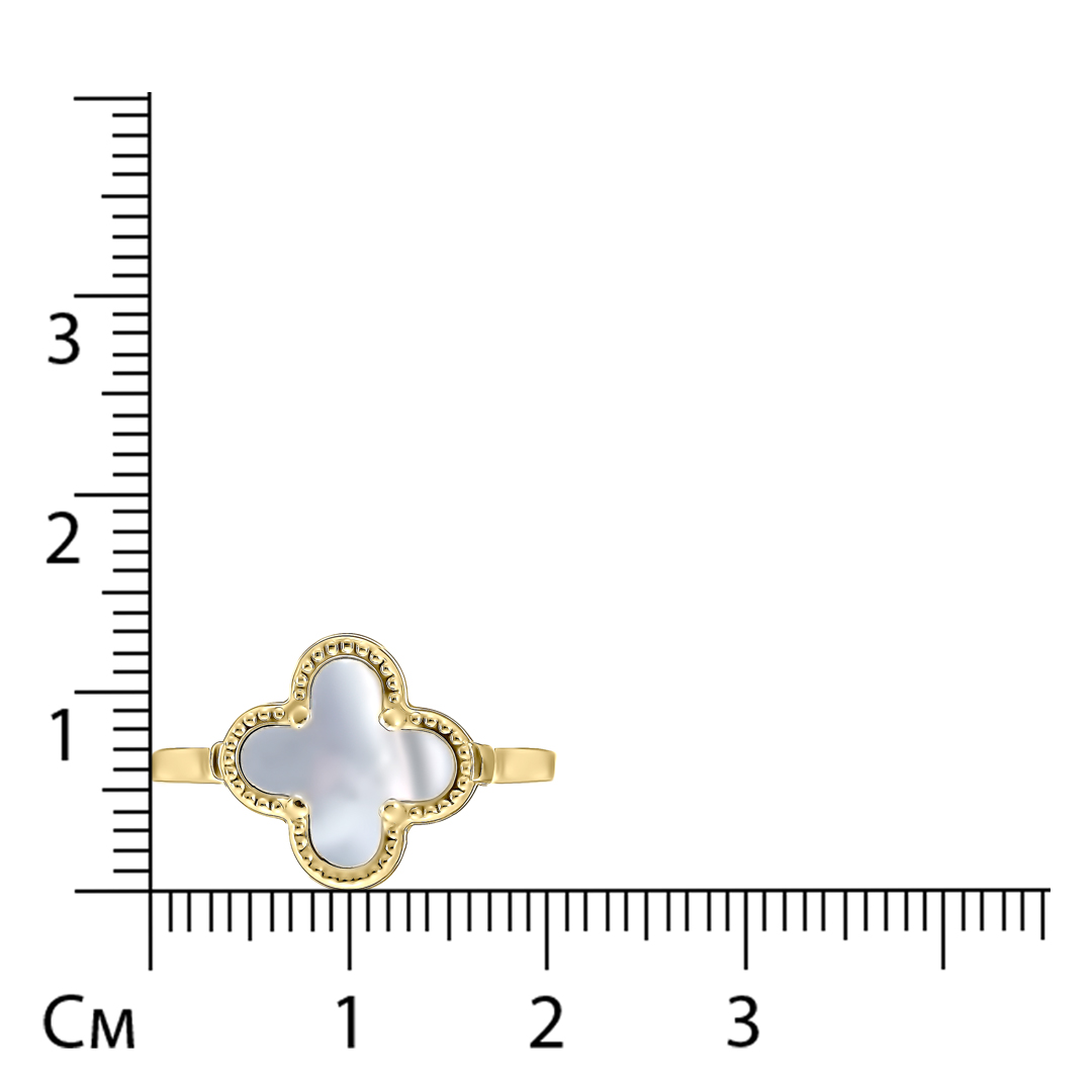 Кольцо из желтого золота с перламутром "Клевер"
