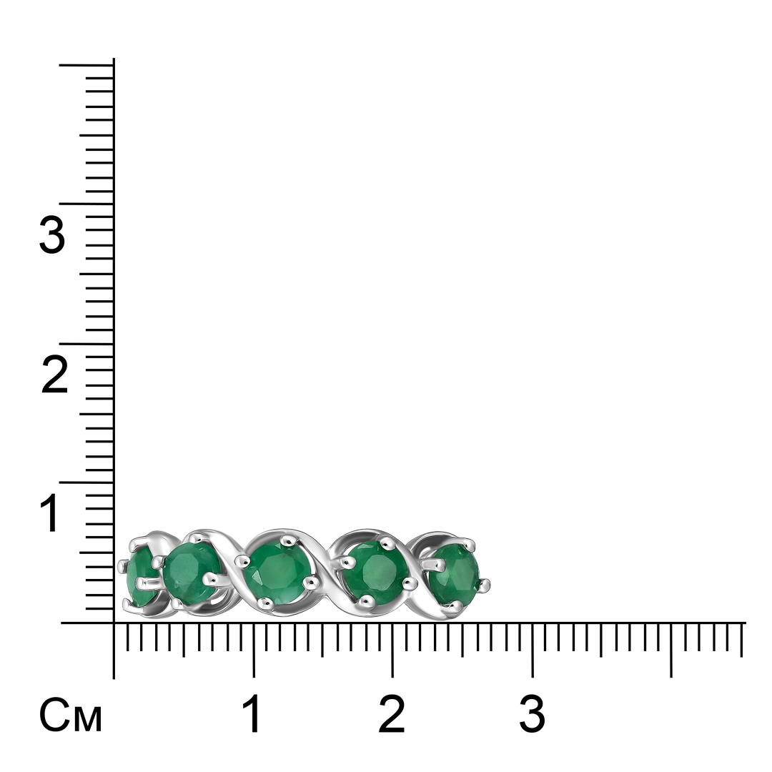 Серебряное кольцо 925 пробы; вставки 5 Изумруд (F) 1,1ct 3/Г3;