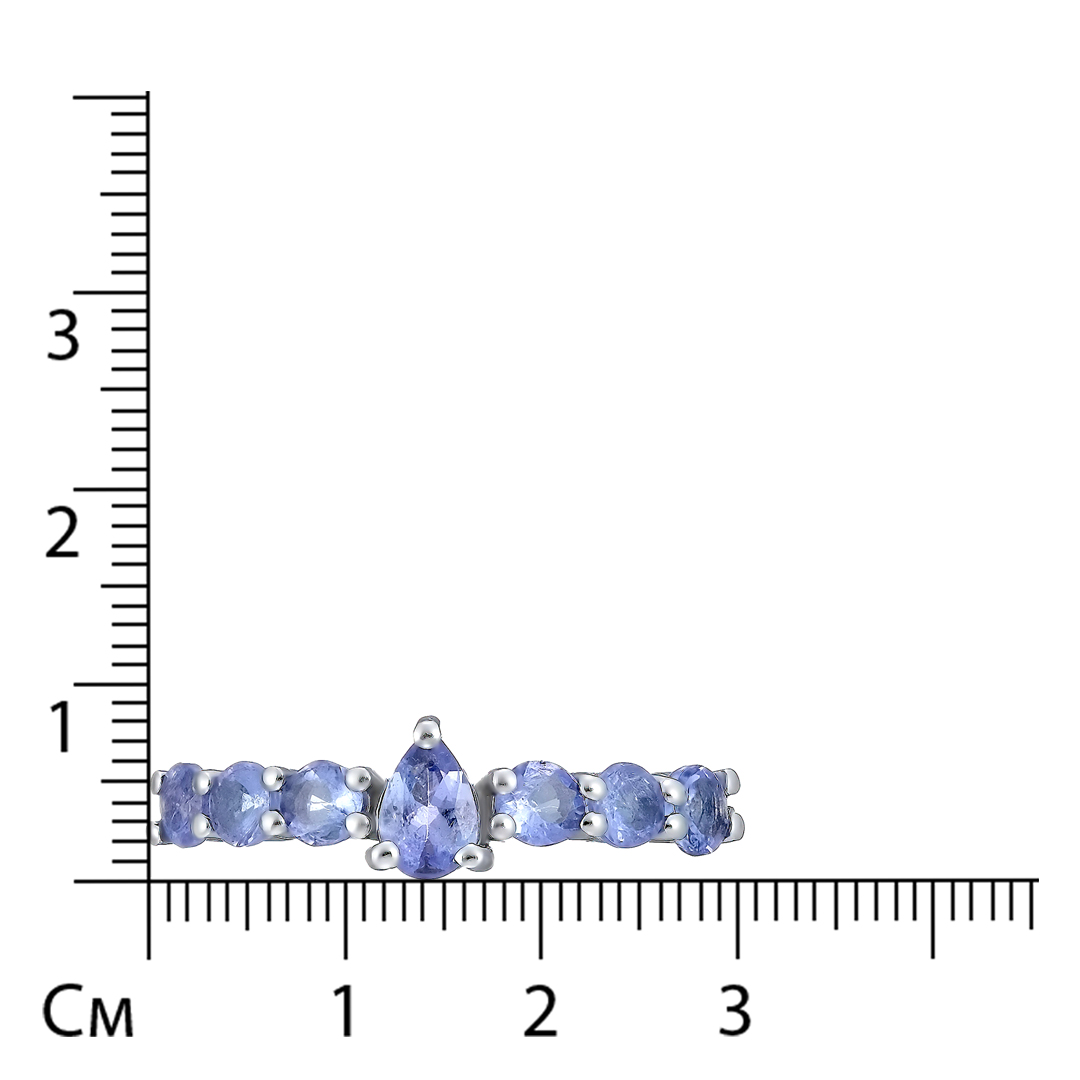 Серебряное кольцо 925 пробы; вставки 7 Танзанит 1,45ct;