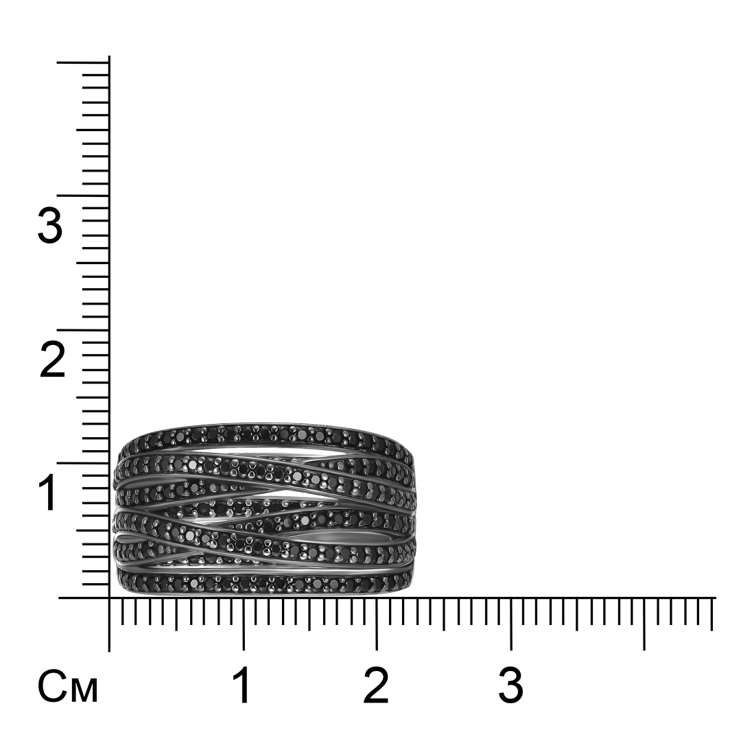 Серебряное кольцо 925 пробы; родий (бел., черн.); вставки 162 Шпинель черн.;