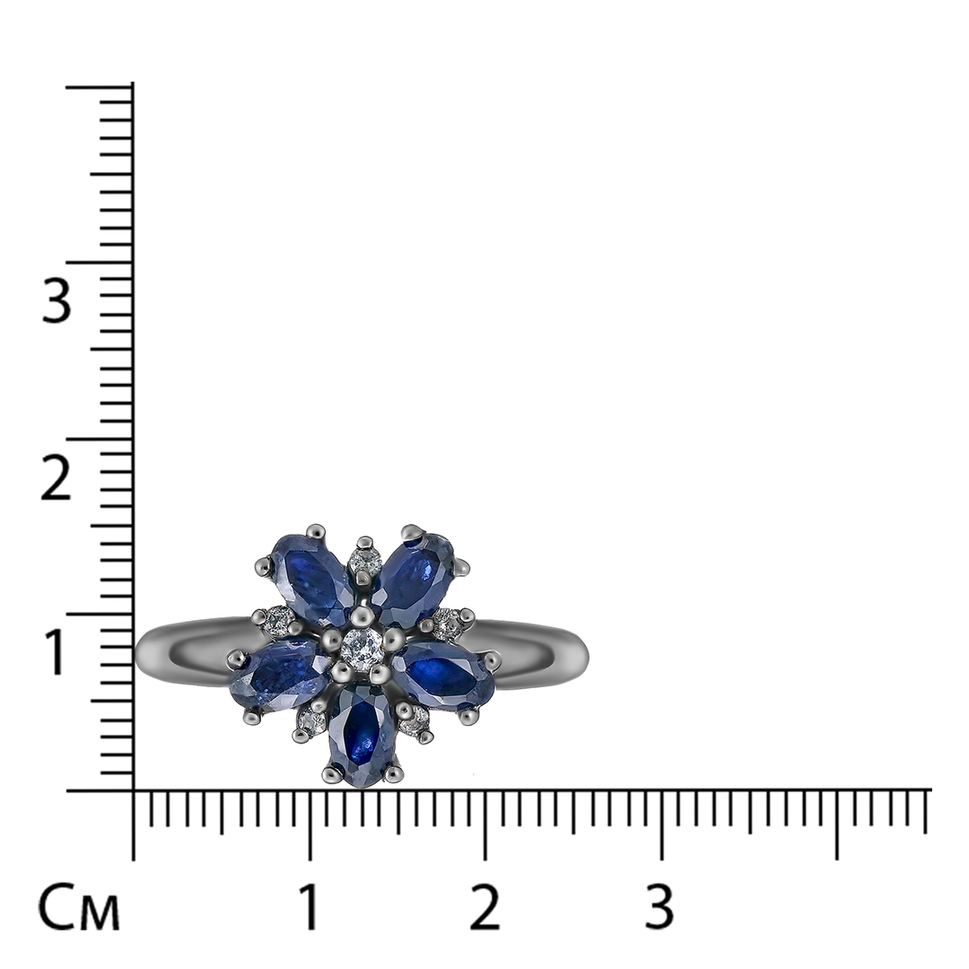 Серебряное кольцо с сапфирами "Цветок"