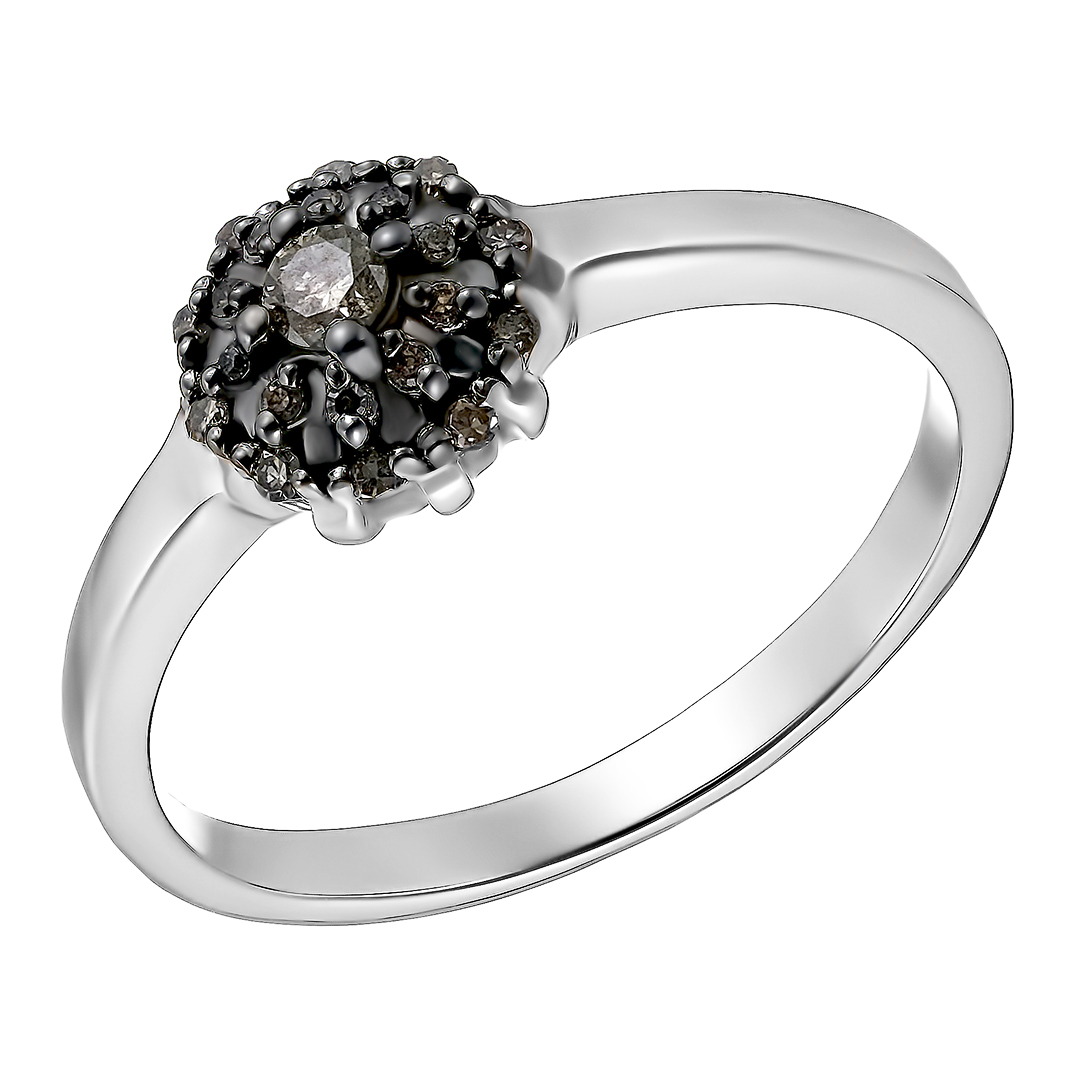 Серебряное кольцо с коньячными бриллиантами