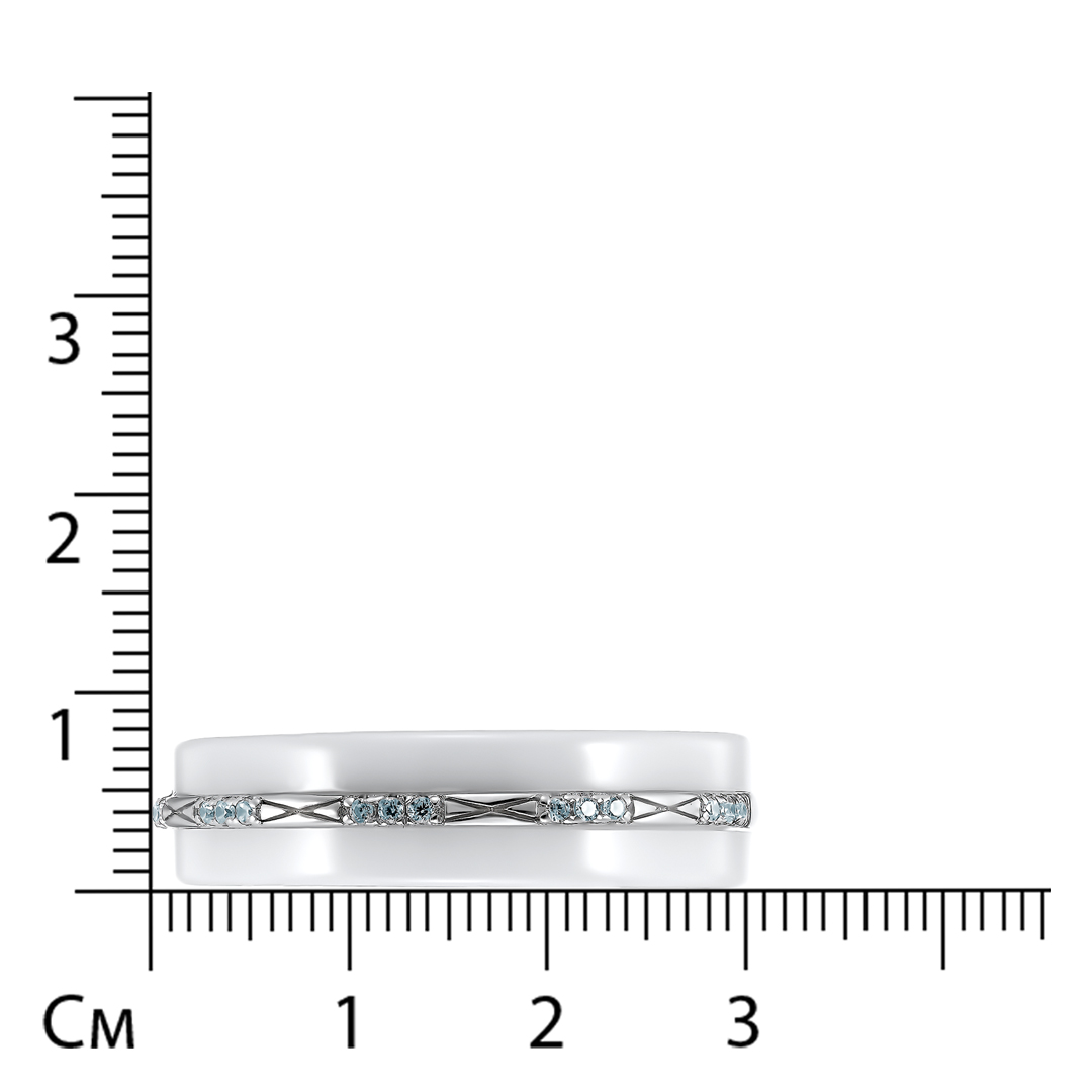 Серебряное кольцо 925 пробы; вставки Керамика белая; 15 Фианит бесцв.;