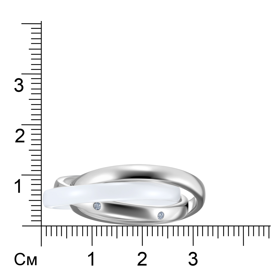Серебряное кольцо 925 пробы; 3 в 1; вставки Керамика белая; 2 Фианит бесцв.;