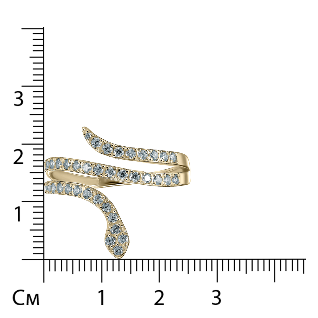 Кольцо из желтого золота с фианитами "Змея"