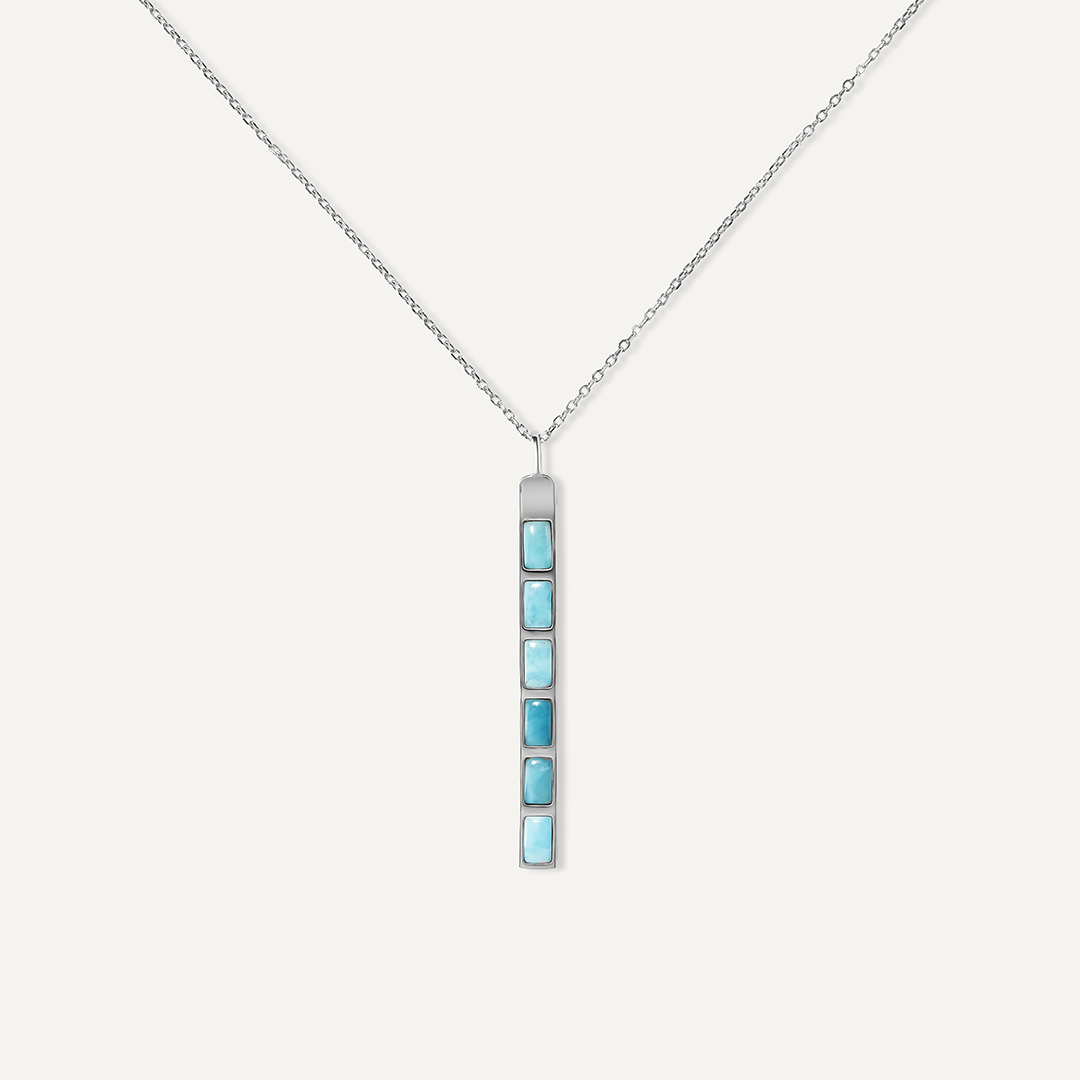 Серебряная подвеска с ларимаром на цепи