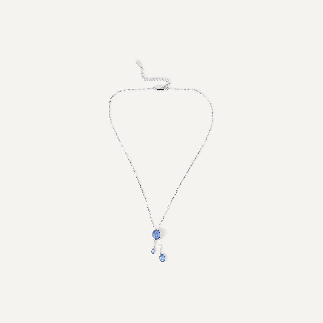 Серебряная подвеска с кианитами на цепи