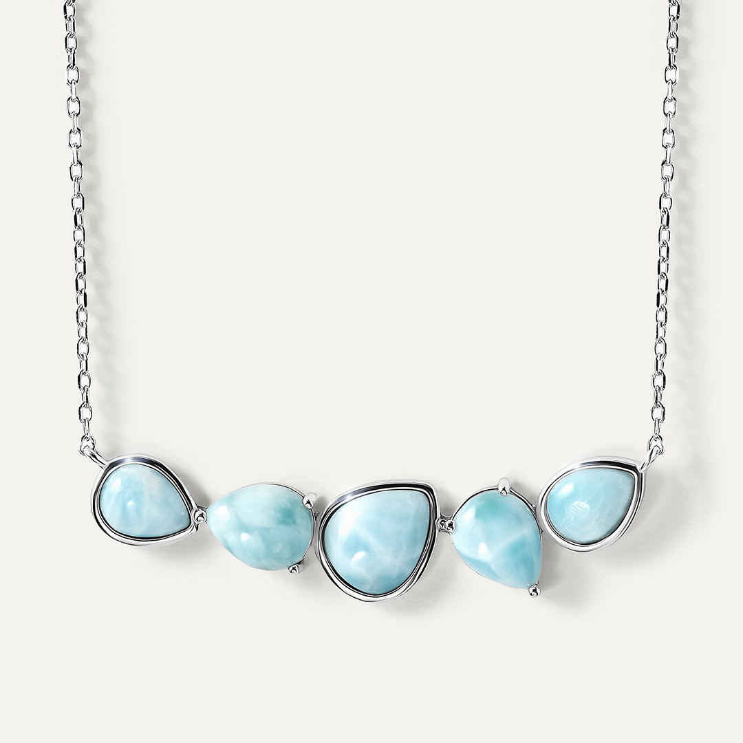 Серебряное колье с ларимарами