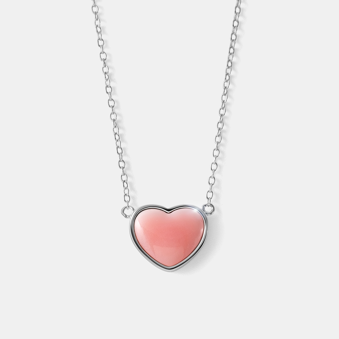 Серебряное колье с кораллом "Сердце"
