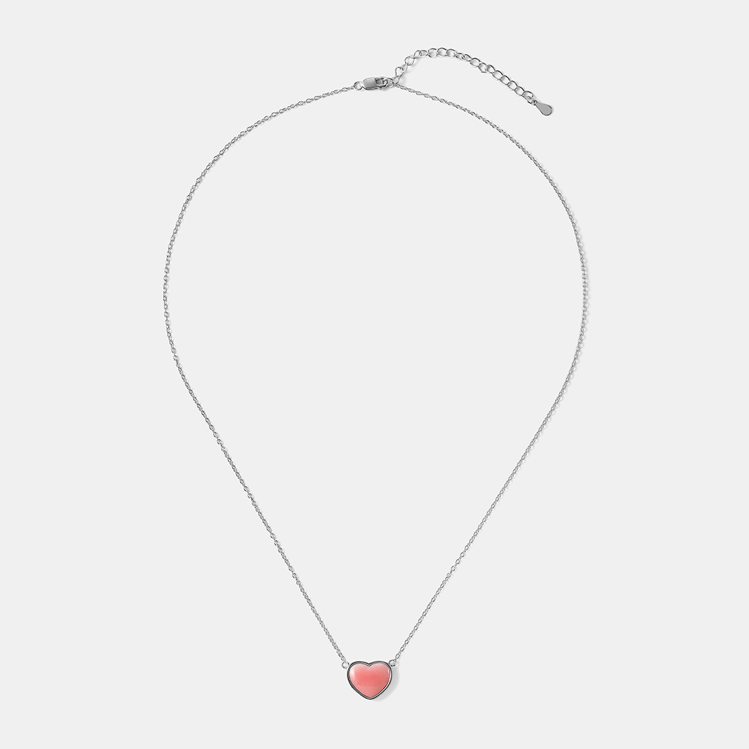 Серебряное колье с кораллом "Сердце"