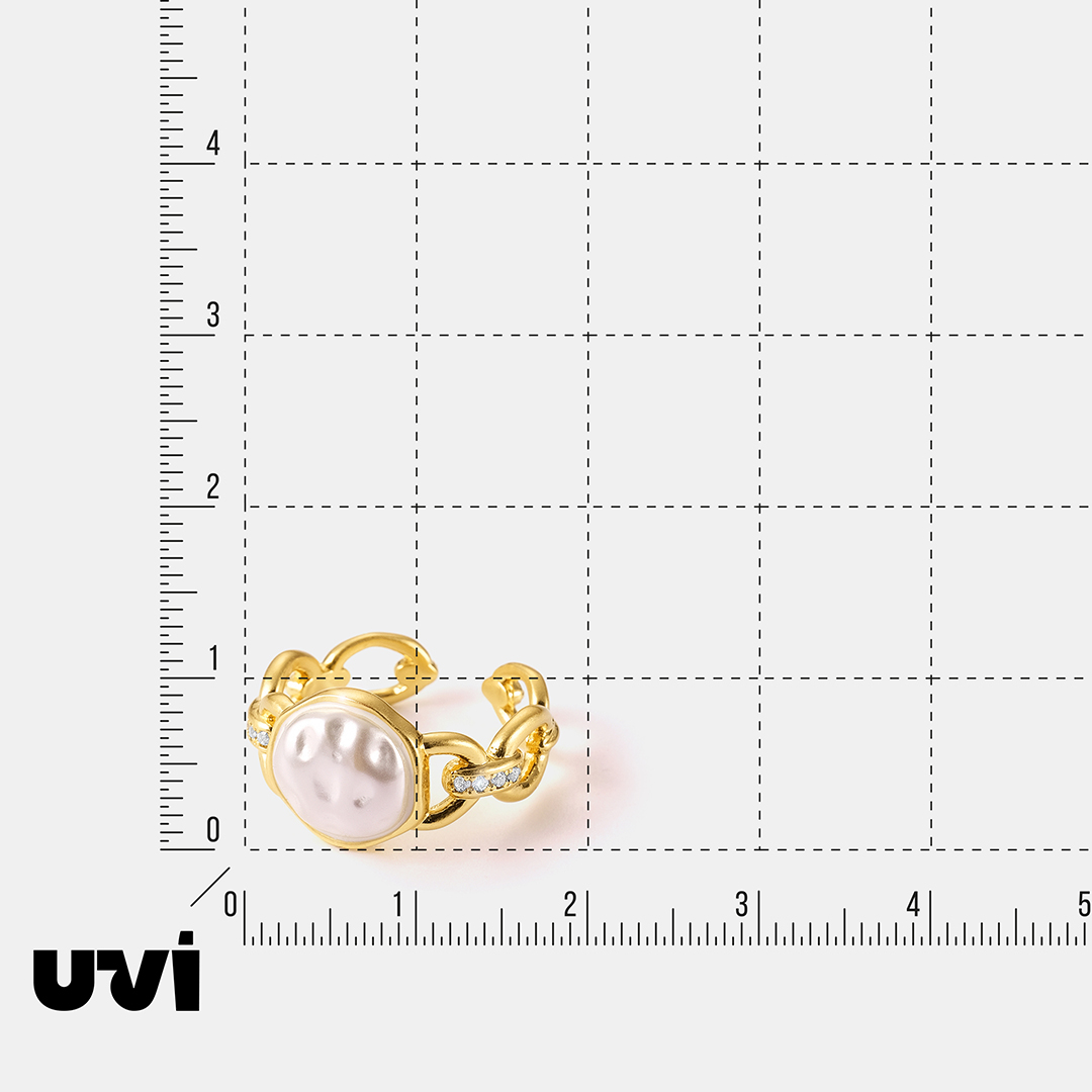 Бижутерное незамкнутое кольцо с жемчугом