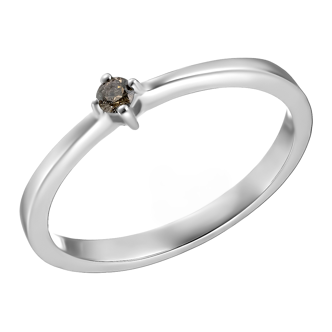Серебряное кольцо 925 пробы; вставки 1 Бр.коньяч.Кр-57 0,09ct 6/5;