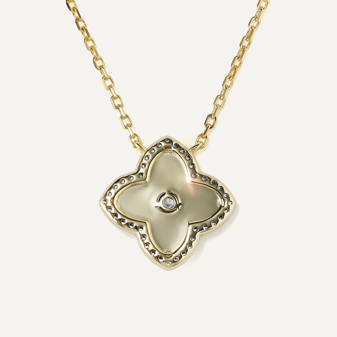 Серебряное колье с кубическим цирконием "Клевер"