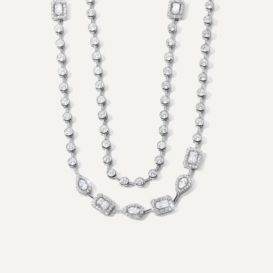 Серебряное колье с кубическим цирконием