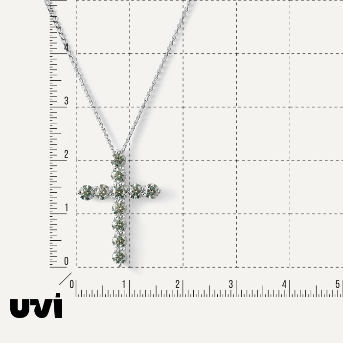 Серебряное колье с муассанитами Параиба "Крест"