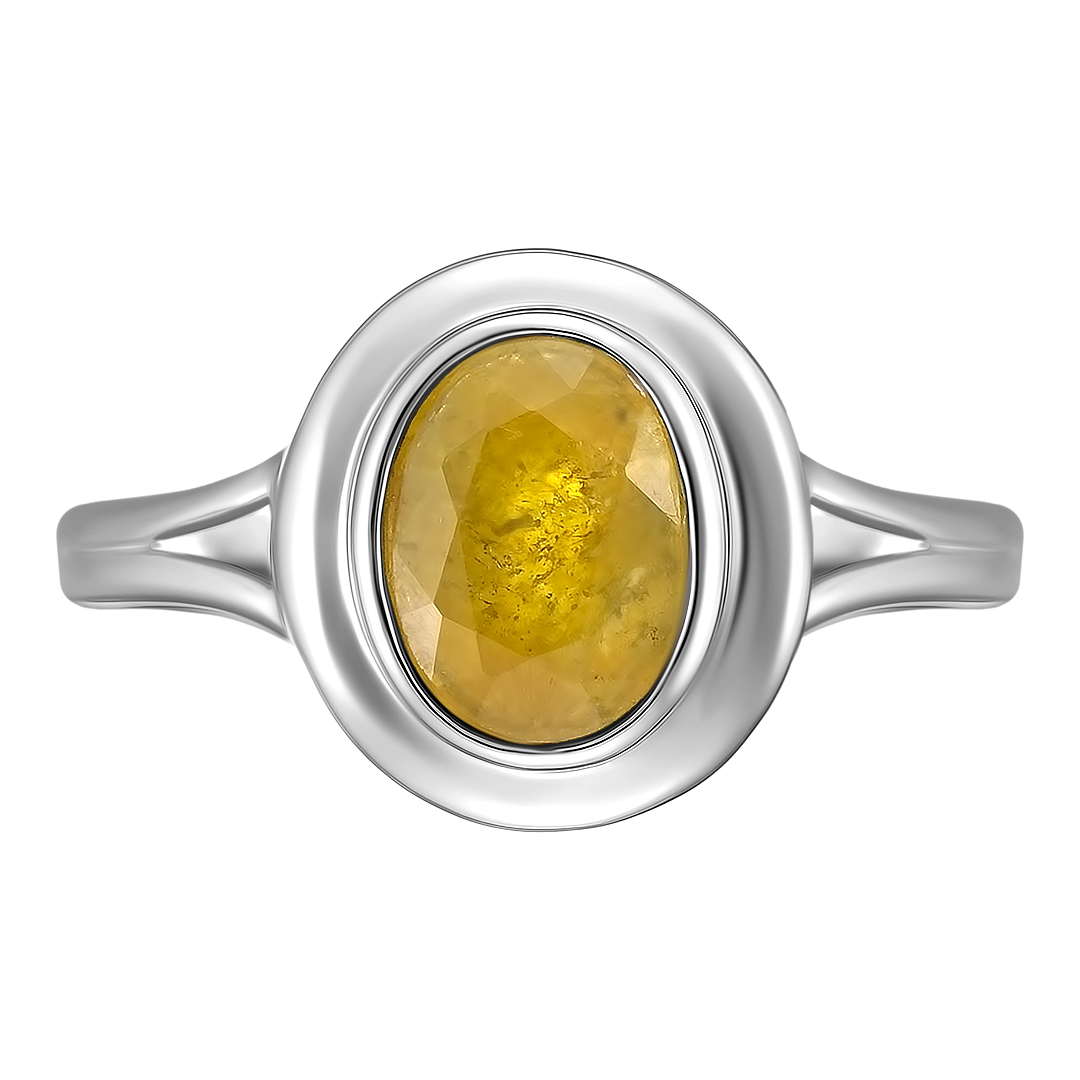 Серебряное кольцо с желтым сапфиром