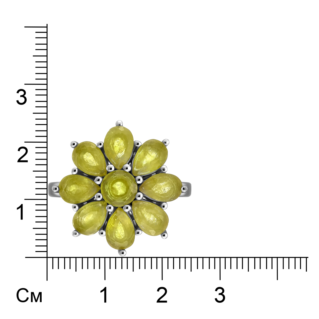 Серебряное кольцо 925 пробы; вставки 9 Сапфир желтый 4,25ct;
