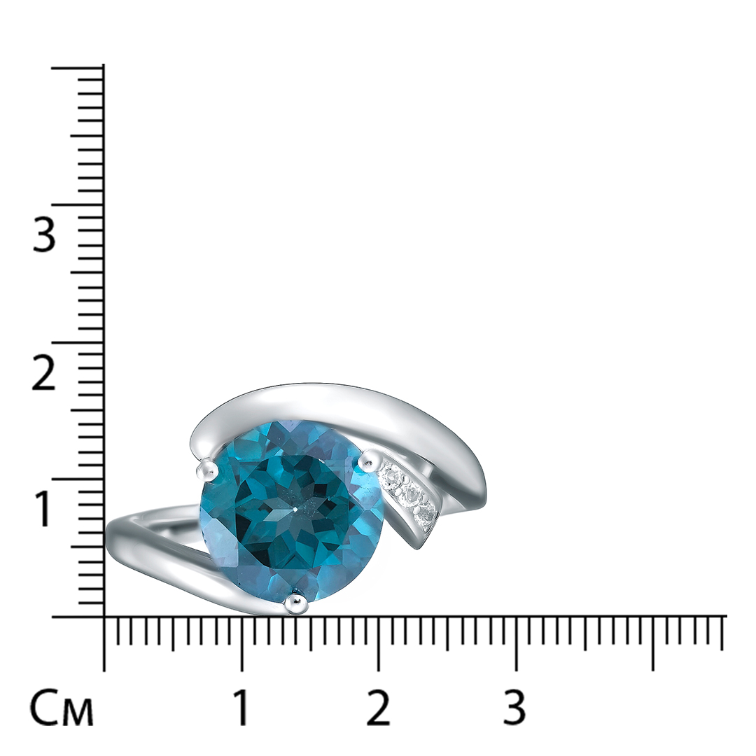 Серебряное кольцо 925 пробы; вставки 1 Топаз 4,26ct; 3 Топаз белый 0,04ct;
