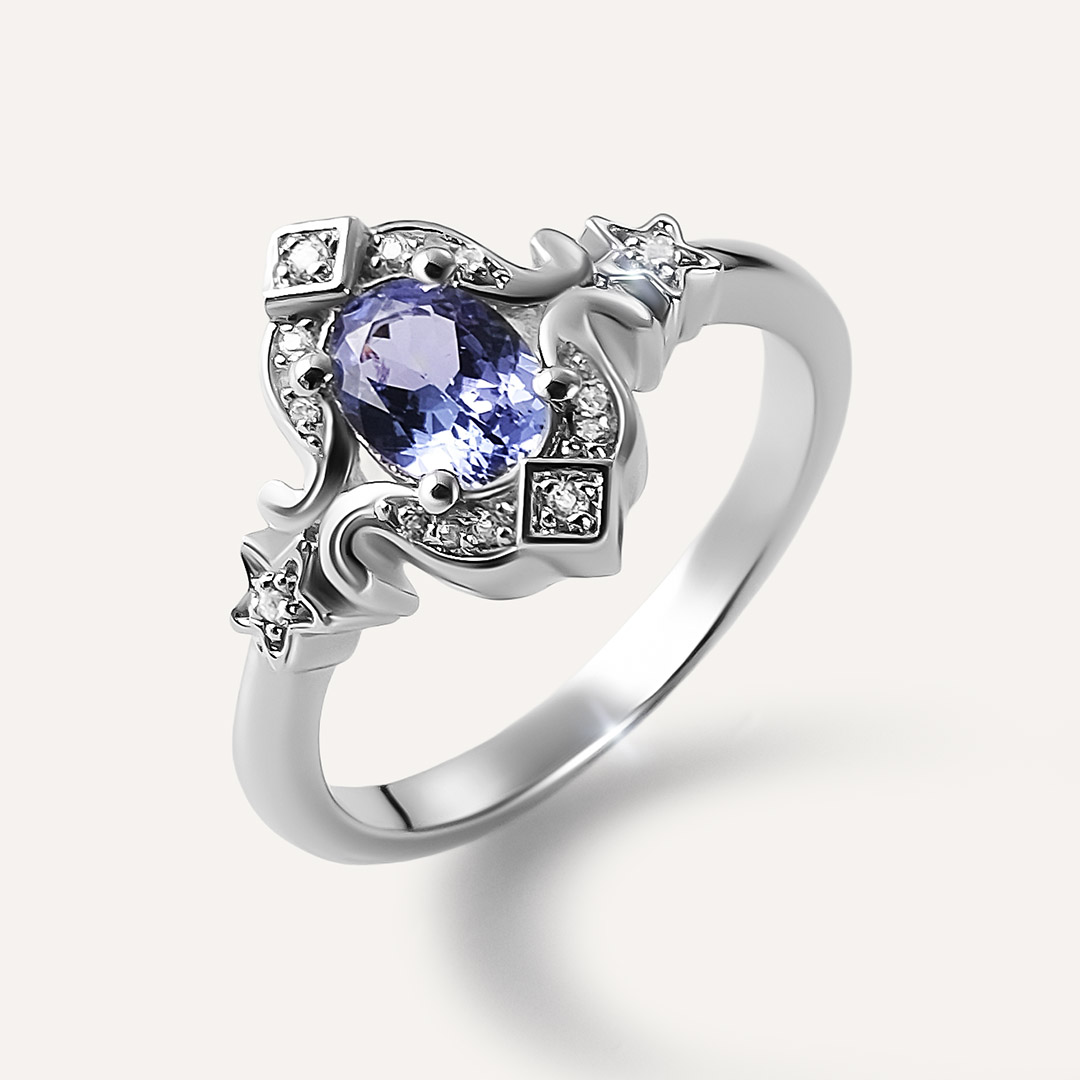 Серебряное кольцо с танзанитом