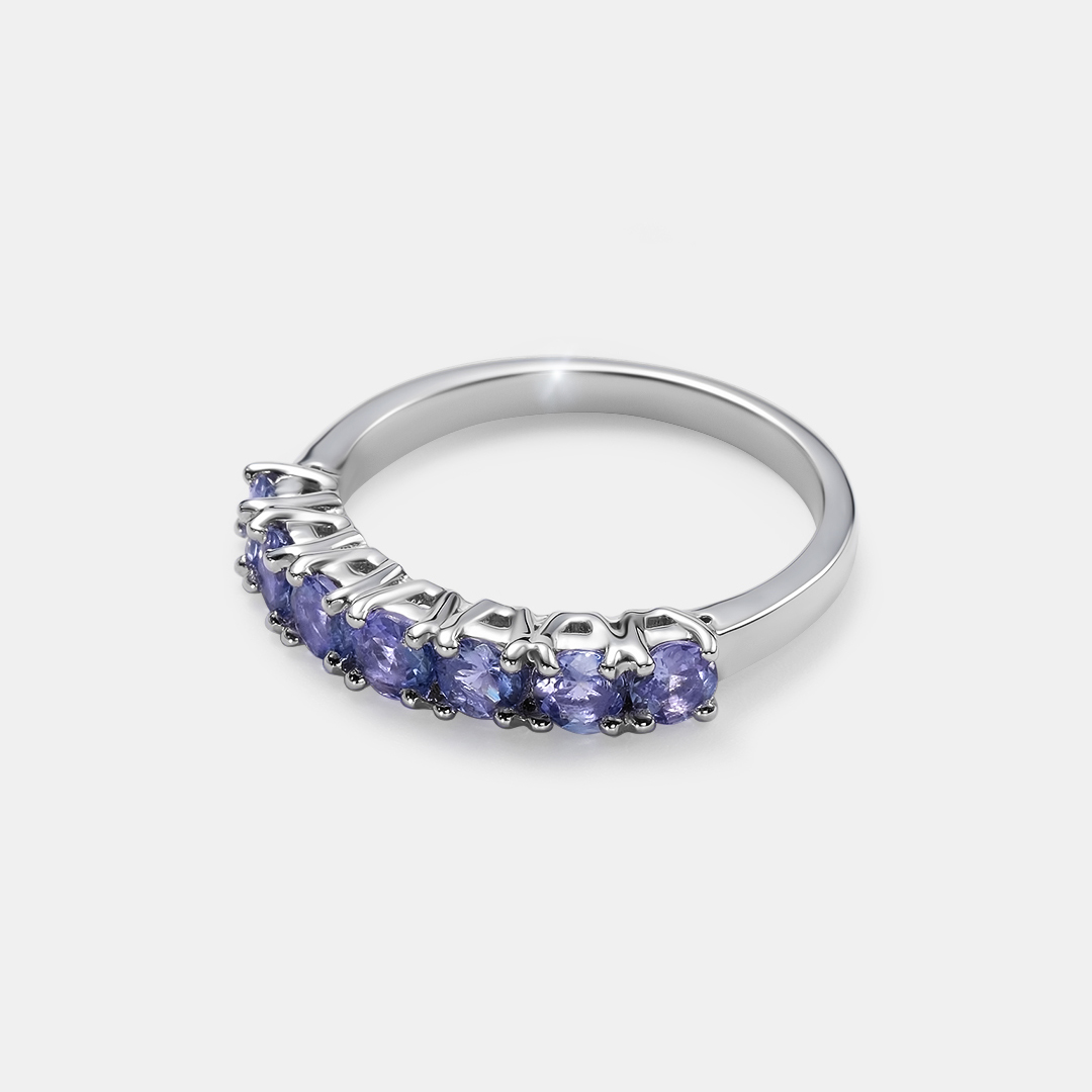 Серебряное кольцо 925 пробы; вставки 7 Танзанит 1,33ct;