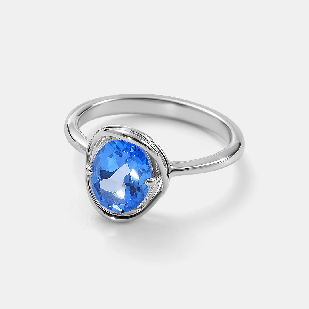 Серебряное кольцо 925 пробы; вставки 1 Топаз 2,25ct;