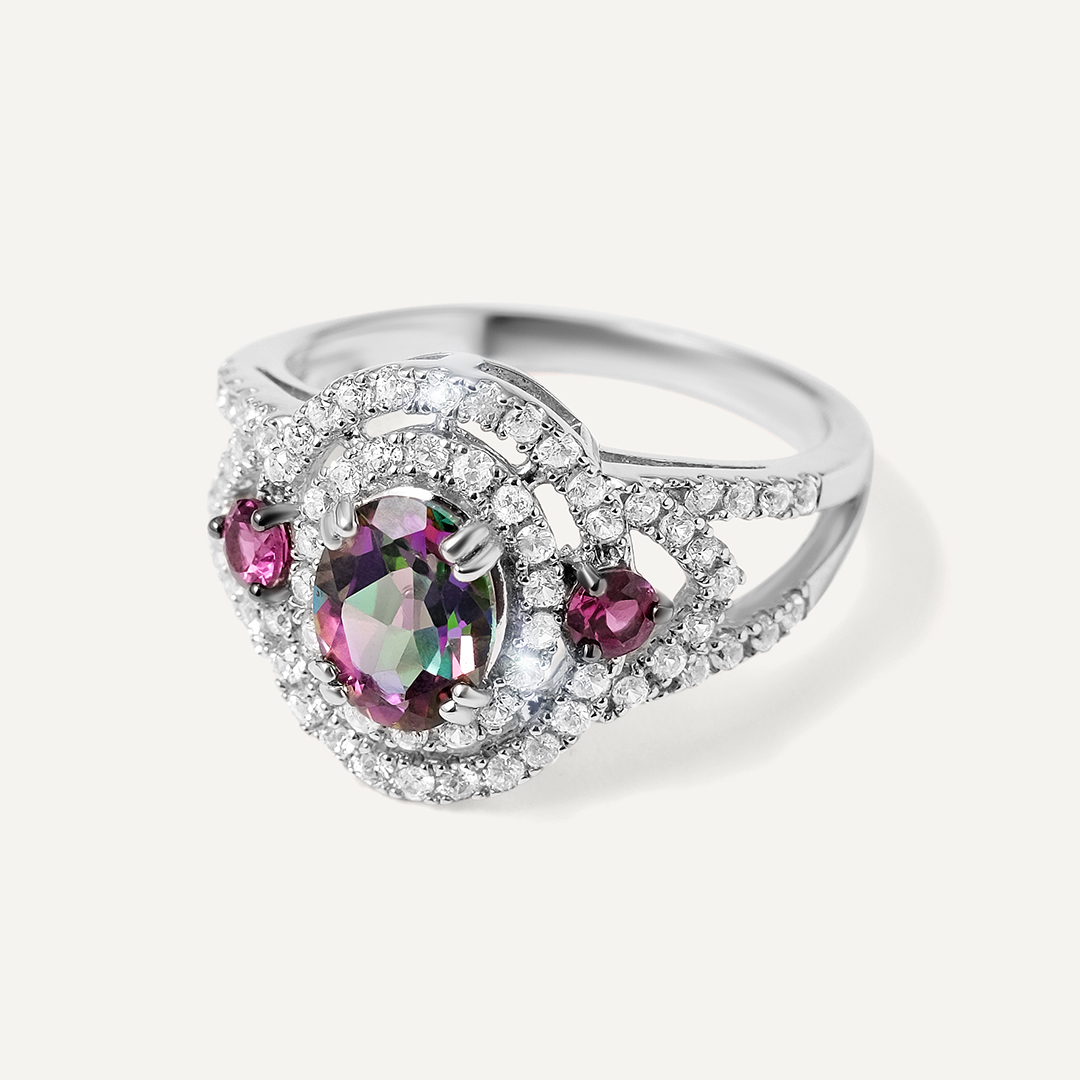 Серебряное кольцо с топазом Мистик