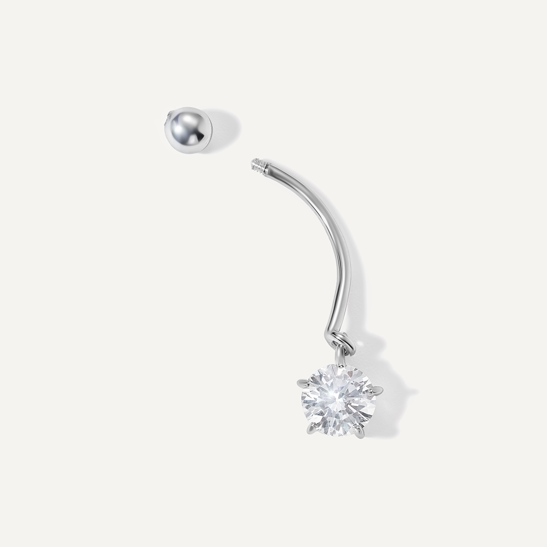 Серебряный пирсинг с фианитом