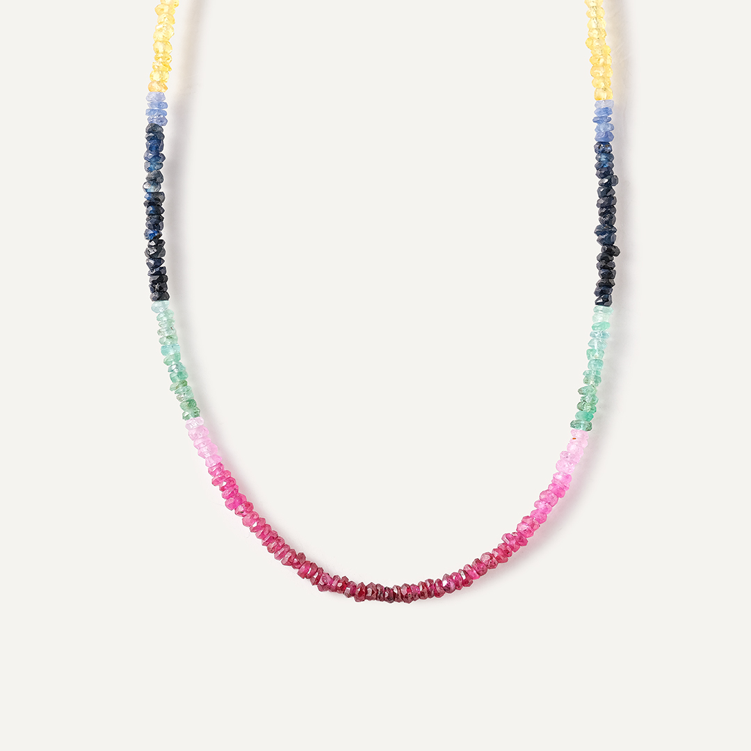 Бусы из рубина, изумруда и сапфира