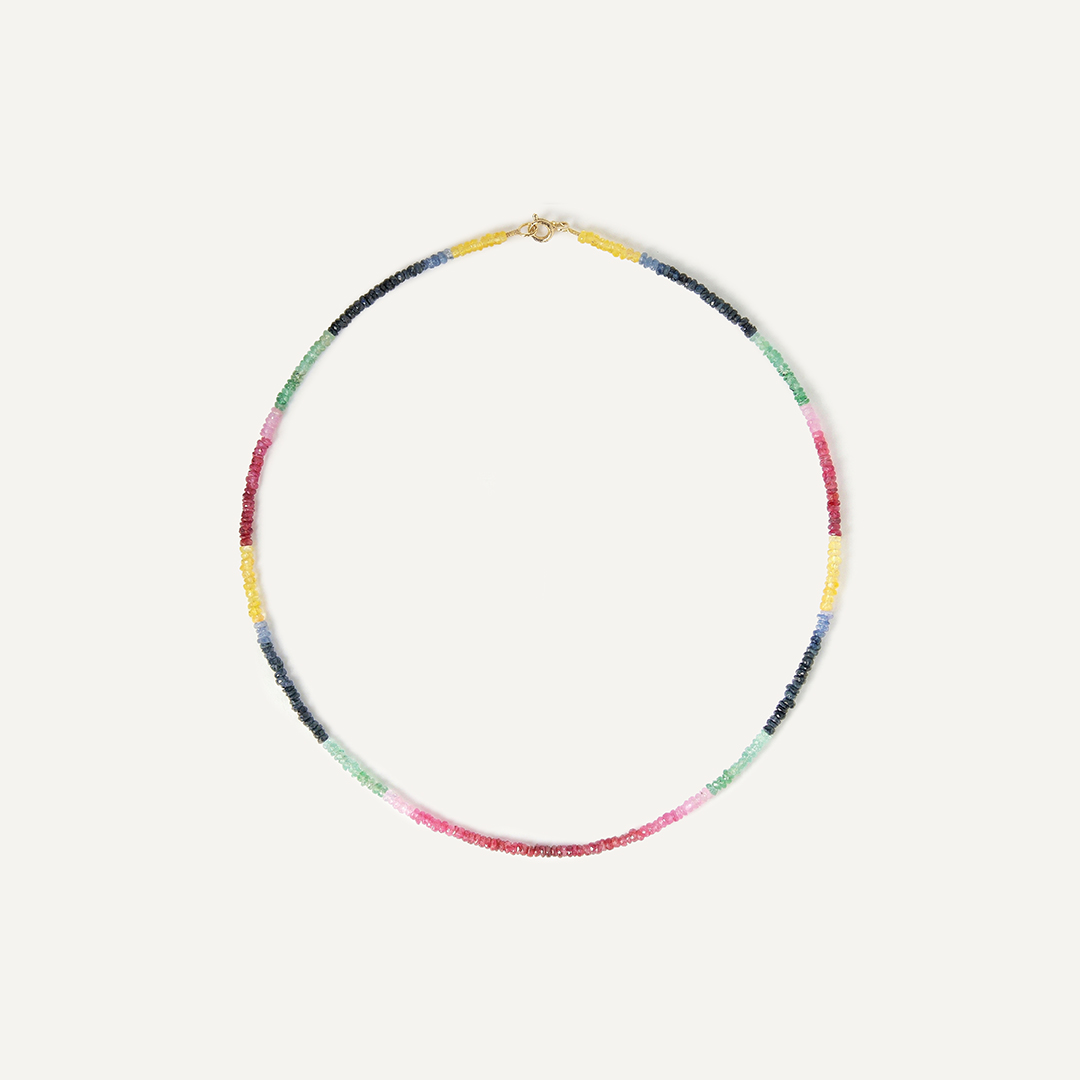 Бусы из рубина, изумруда и сапфира