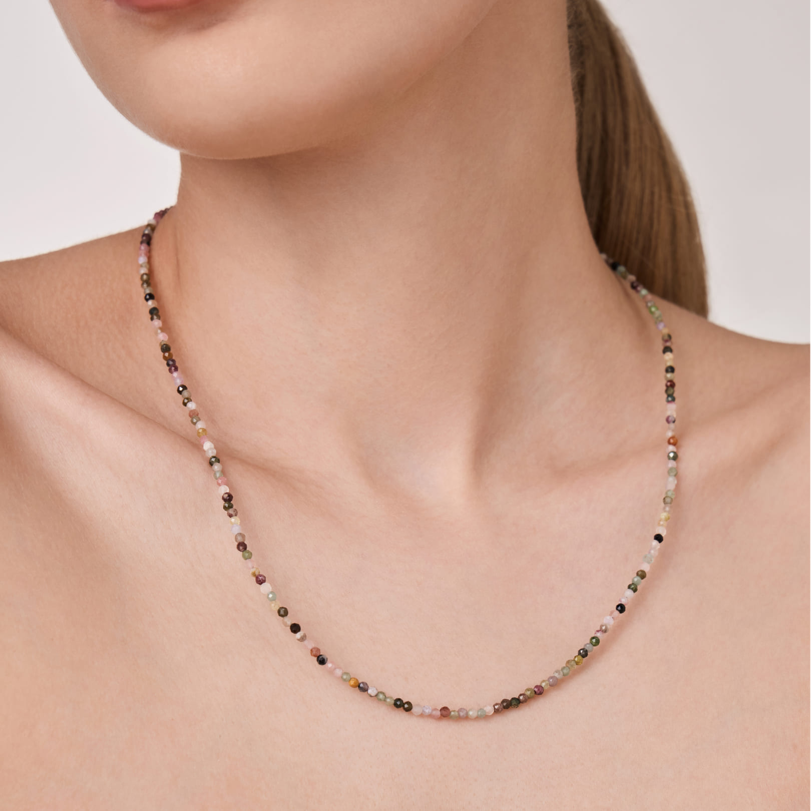 Бусы из разноцветного турмалина