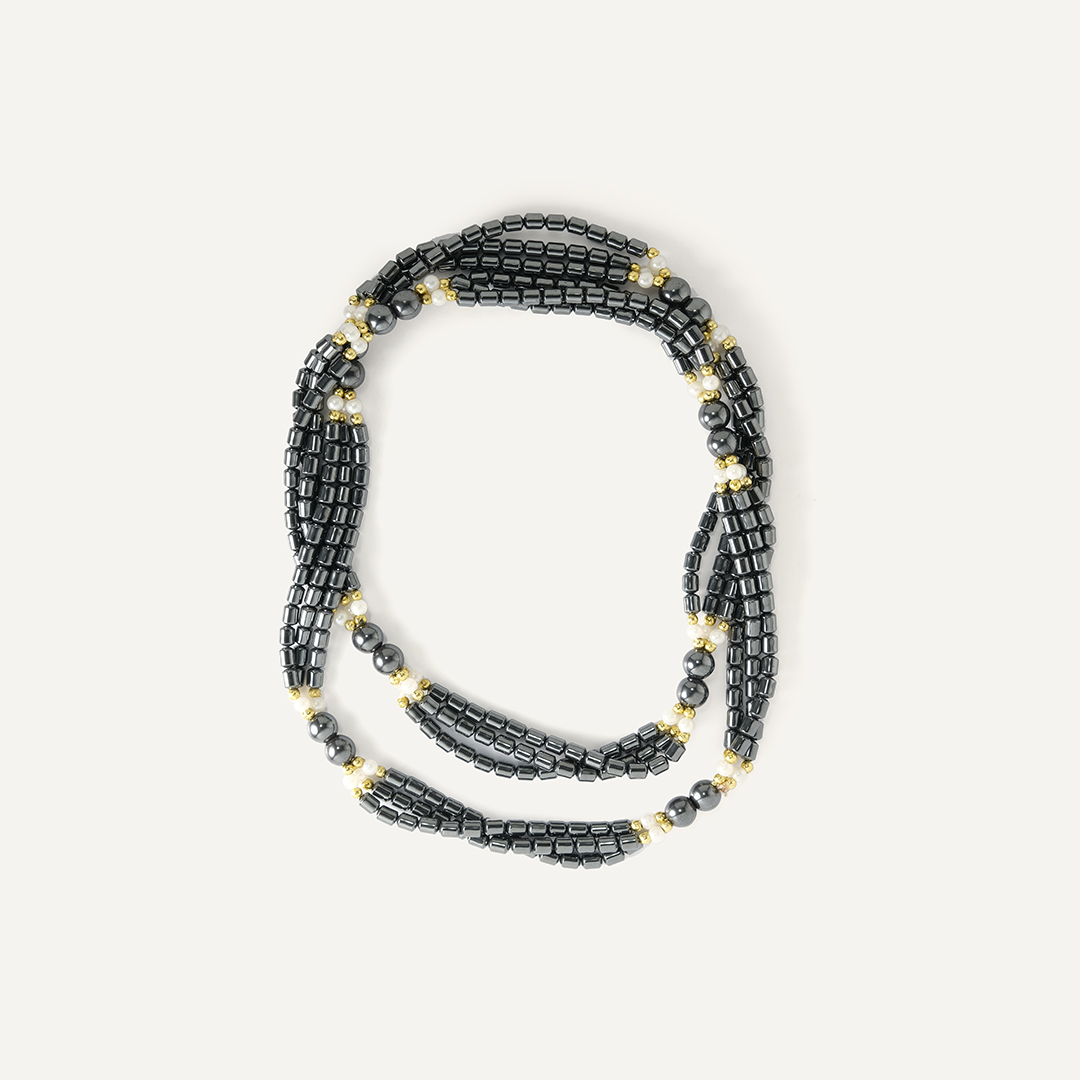 Бусы из гематита и жемчуга