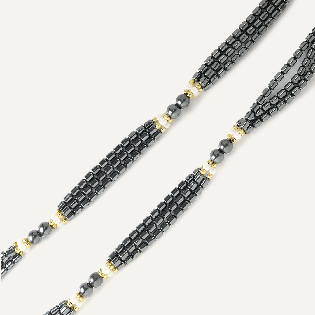 Бусы из гематита и жемчуга