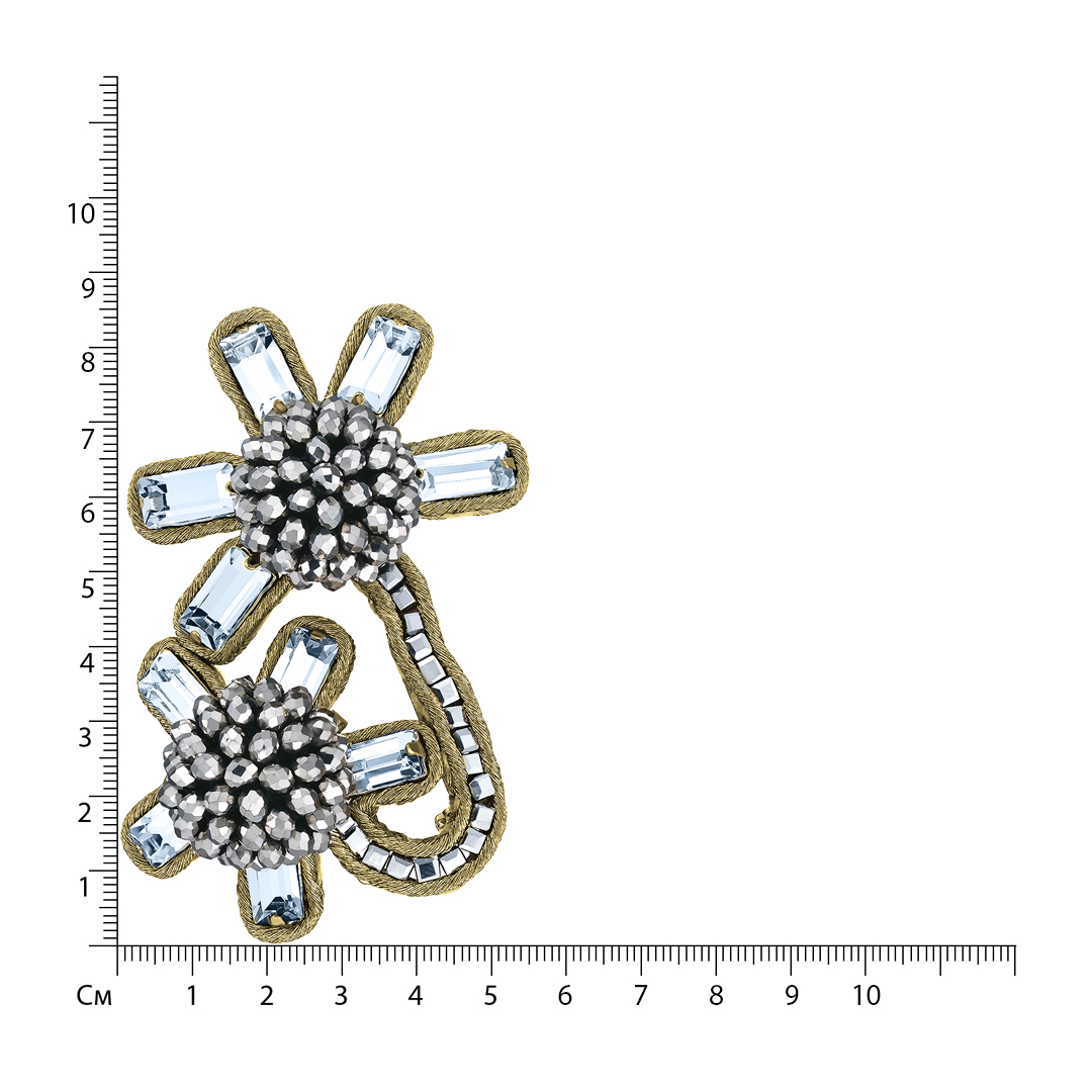 Бижутерная брошь с кристаллами и бисером