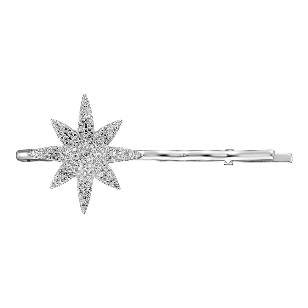Серебряная заколка 925 пробы; вставки 87 Куб. Цирконий бесцв.;