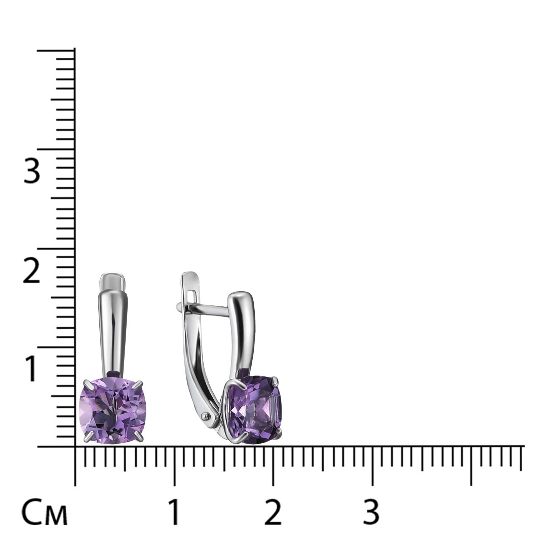 Серебряные серьги 925 пробы; вставки 2 Аметист;