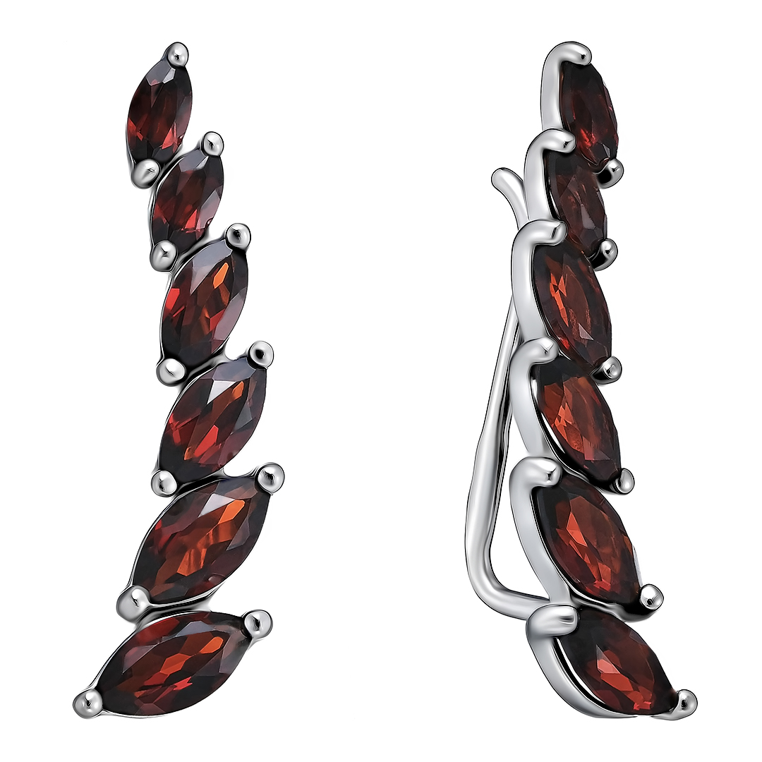 Серебряные серьги с гранатами