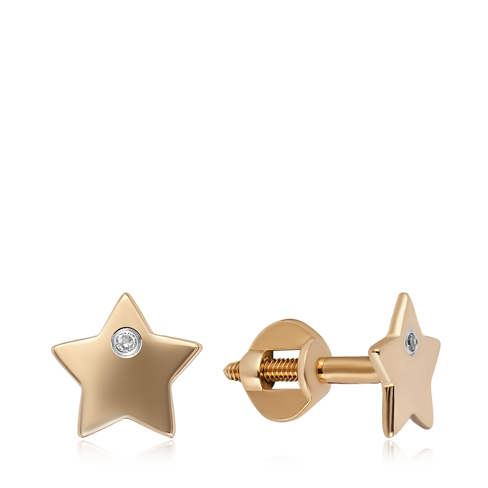 Серьги-пусеты из золота с бриллиантами "Звезды"
